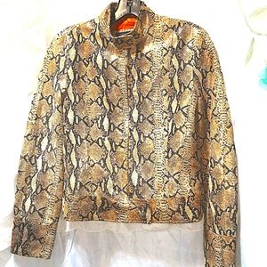 ROGUE BROWN /TAN/BLK SNAKE PRINT LEATHER JACKET SZ S